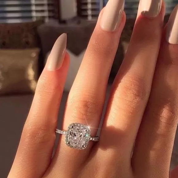 Jewelry - Sterling Silver Diamond Princess Cut Ring